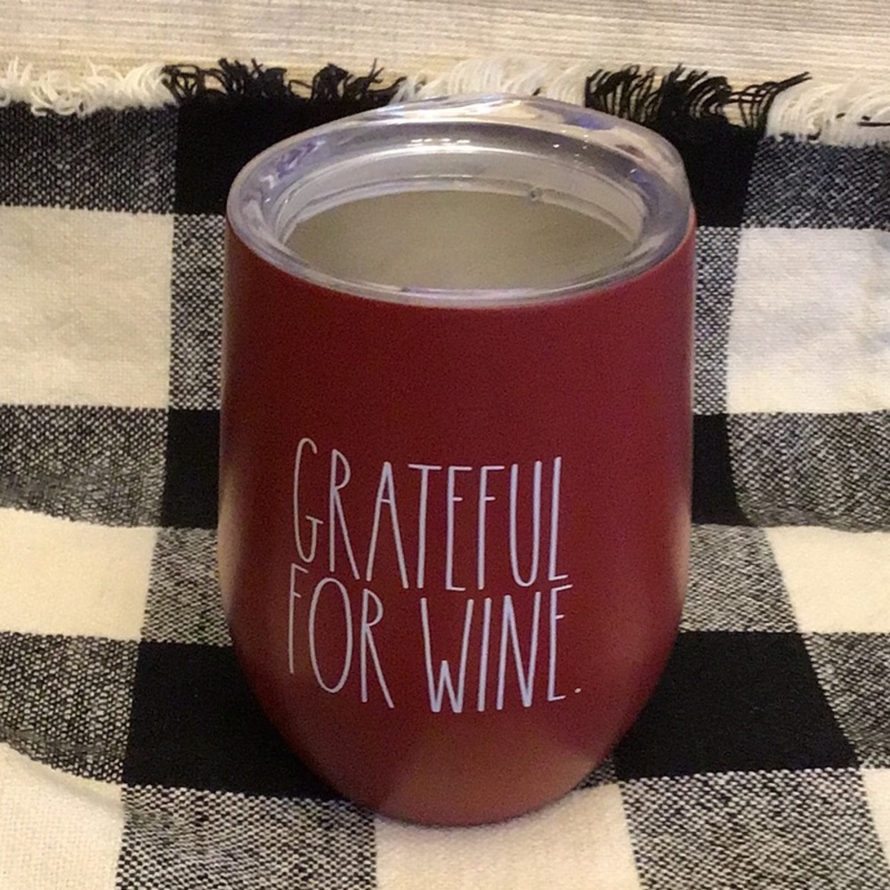 🆕Rae Dunn GRATEFUL FOR WINE Insulated Stainless Steel Wine Glass